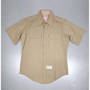 Flying Cross Military Uniform Sleeve Shirt  Mens 15 1/2 Tan Button Up.